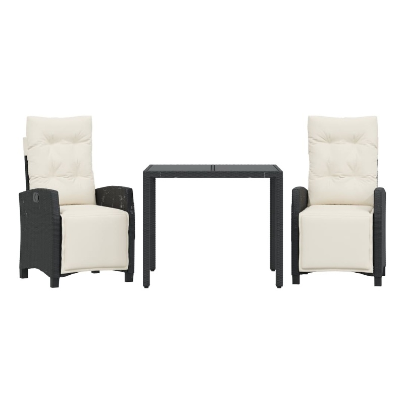 Bowery Hill Contemporary 3 Piece Garden Dining Set in Black/Cream White