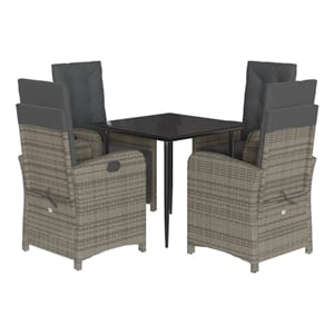 Bowery Hill 5 Piece Poly Rattan Garden Dining Set in Black/Dark Gray