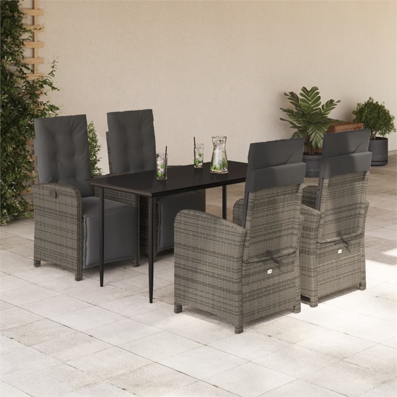Bowery Hill Contemporary 5 Piece Garden Dining Set in Black/Dark Gray