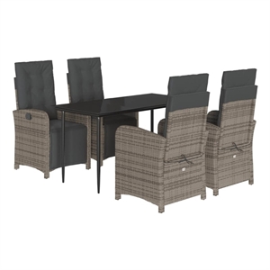 Bowery Hill Contemporary 5 Piece Garden Dining Set in Black/Dark Gray