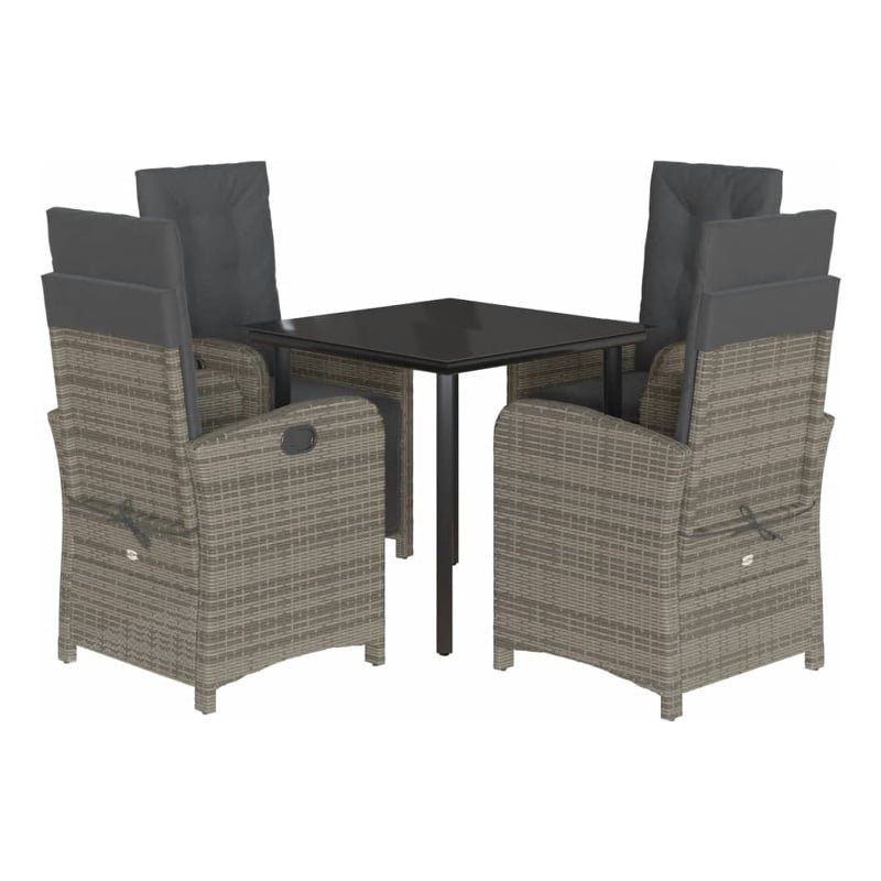Bowery Hill Contemporary 5 Piece Poly Rattan Garden Dining Set in Gray