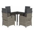 Bowery Hill Contemporary 5 Piece Poly Rattan Garden Dining Set in Gray