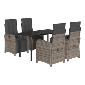 Bowery Hill Poly Rattan Garden Dining Set in Black/Dark Gray