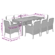 Bowery Hill Contemporary 9 Piece Poly Rattan Garden Dining Set in Gray