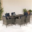 Bowery Hill Contemporary Poly Rattan Garden Dining Set in Gray