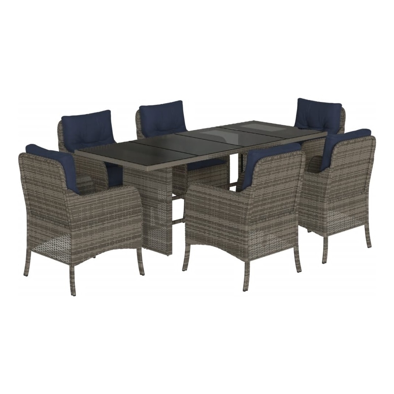 Bowery Hill Contemporary Poly Rattan Garden Dining Set in Gray