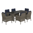 Bowery Hill Contemporary Poly Rattan Garden Dining Set in Gray