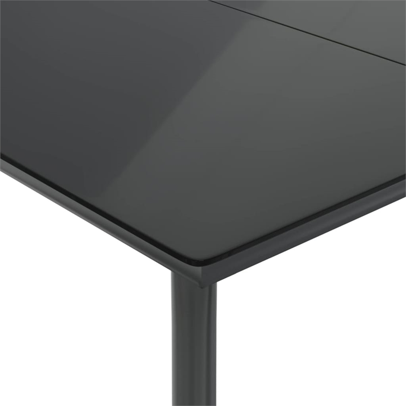 Bowery Hill Contemporary Powder-Coated 3 Piece Garden Dining Set in Black