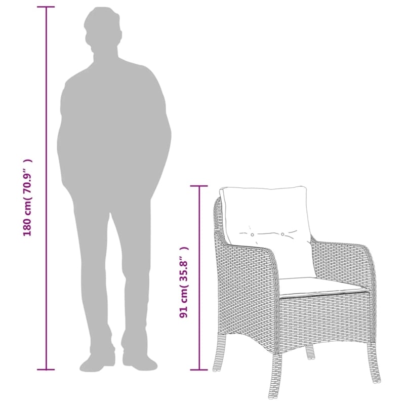 Bowery Hill Contemporary Powder-Coated 3 Piece Garden Dining Set in Black