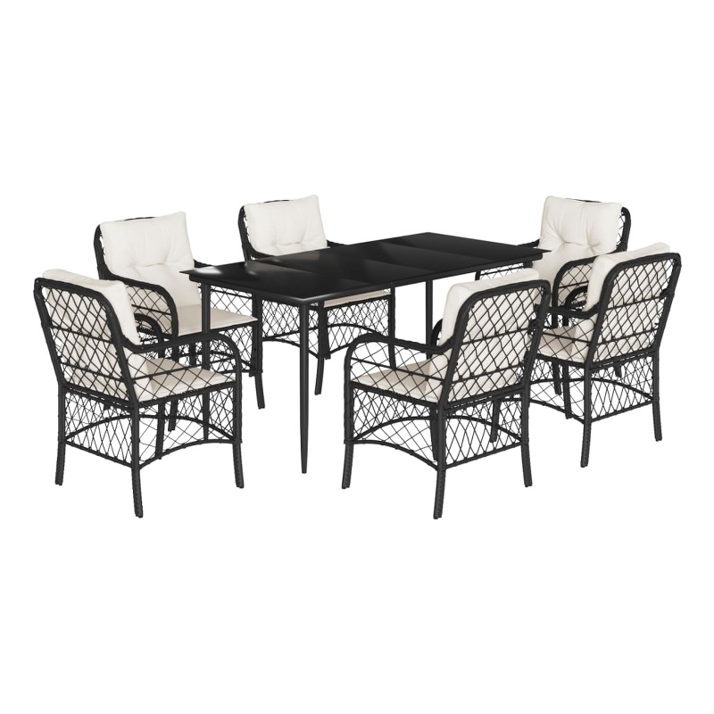 Bowery Hill Contemporary 7 Piece Steel Garden Dining Set in Black