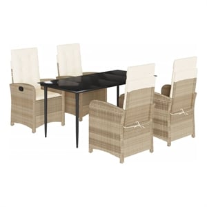 Bowery Hill Contemporary 5 Piece Garden Dining Set in Black/Cream White