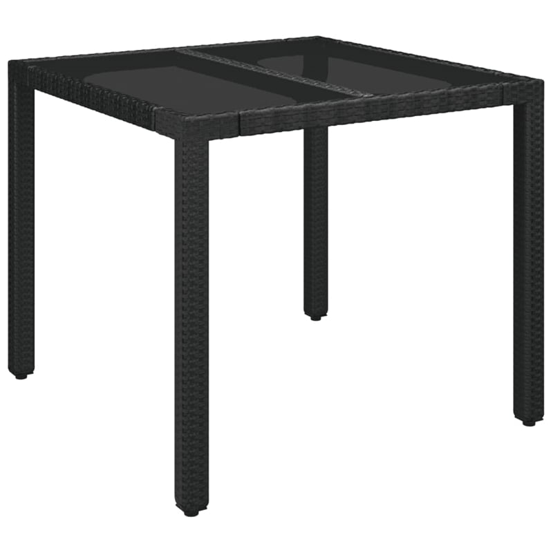 Bowery Hill Contemporary 5 Piece Poly Rattan Garden Dining Set in Black