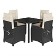 Bowery Hill Contemporary 5 Piece Poly Rattan Garden Dining Set in Black