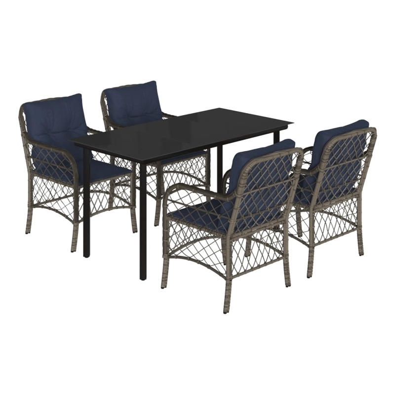 Bowery Hill Contemporary 5 Piece Steel Garden Dining Set in Black