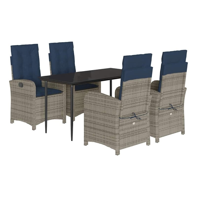 Bowery Hill Contemporary Powder-Coated 5 Piece Garden Dining Set in Gray