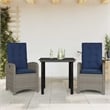 Bowery Hill Contemporary 3 Piece Poly Rattan Garden Dining Set in Gray