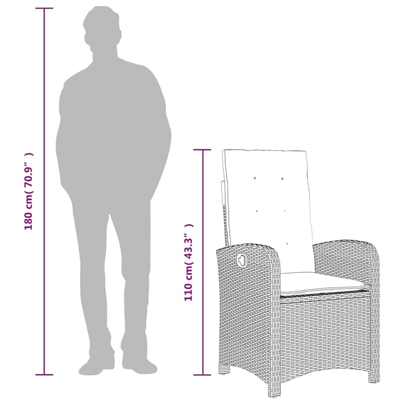 Bowery Hill 7 Piece Rattan Garden Dining Set in Gray/Black/Navy Blue