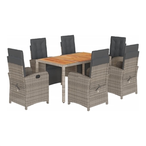 Bowery Hill Contemporary Powder-Coated 7 Piece Garden Dining Set in Gray