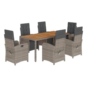 Bowery Hill Contemporary Poly Rattan Garden Dining Set in Gray