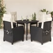Bowery Hill Contemporary 5 Piece Poly Rattan Garden Dining Set in Black