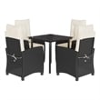 Bowery Hill Contemporary 5 Piece Poly Rattan Garden Dining Set in Black