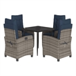 Bowery Hill Contemporary 5 Piece Poly Rattan Garden Dining Set in Gray