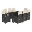 Bowery Hill 9 Piece Rattan Garden Dining Set in Black/Cream White