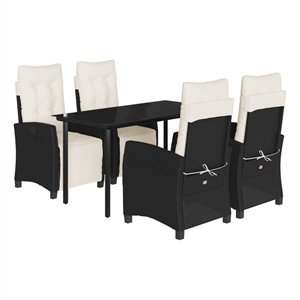 Bowery Hill Contemporary Poly Rattan Garden Dining Set in Black