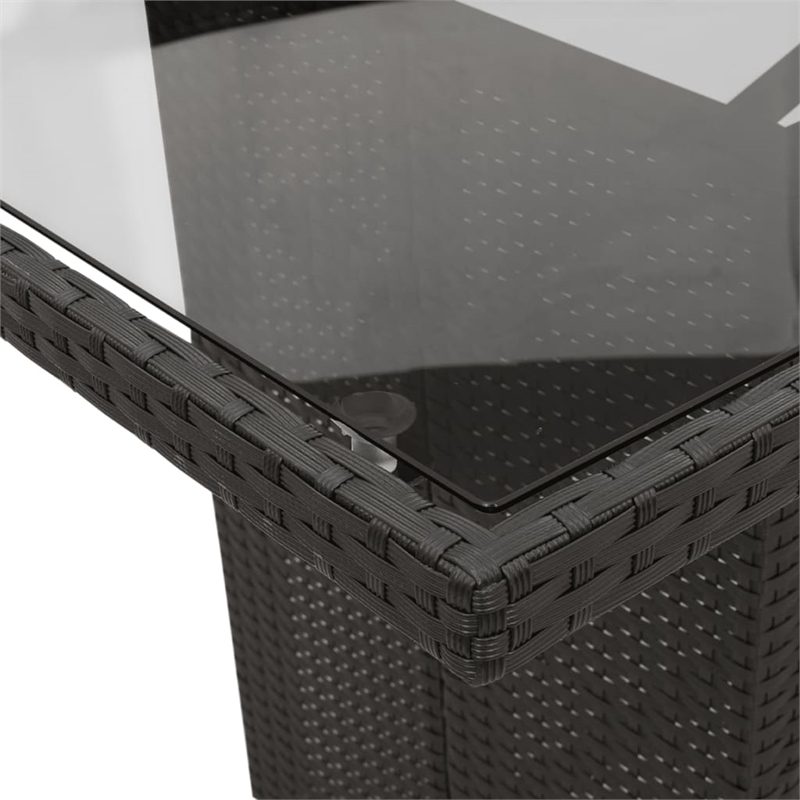 Bowery Hill 7 Piece Rattan Garden Dining Set in Black/Cream White