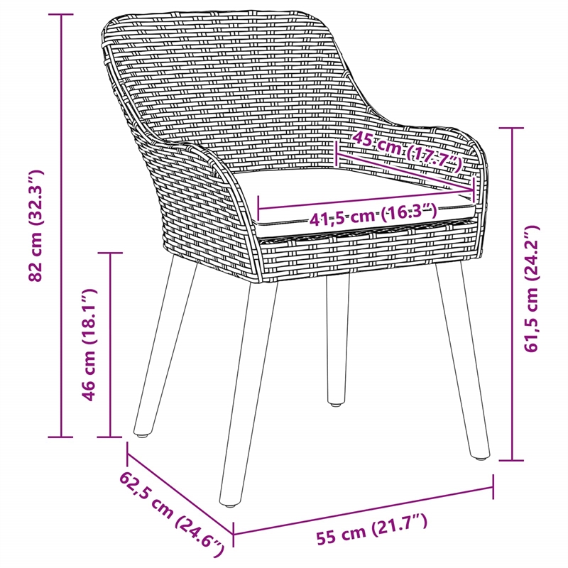 Bowery Hill 5 Piece Poly Rattan Garden Dining Set with Cushions in Black