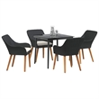 Bowery Hill 5 Piece Poly Rattan Garden Dining Set with Cushions in Black