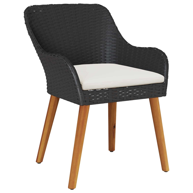 Bowery Hill 5 Piece Poly Rattan Garden Dining Set with Cushions in Black