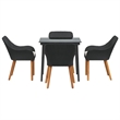 Bowery Hill 5 Piece Poly Rattan Garden Dining Set with Cushions in Black