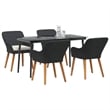 Bowery Hill 5 Piece Poly Rattan Garden Dining Set with Cushions in Black