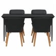 Bowery Hill 5 Piece Poly Rattan Garden Dining Set with Cushions in Black