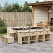 Bowery Hill Contemporary Rattan Patio Dining Set in Beige/Cream White