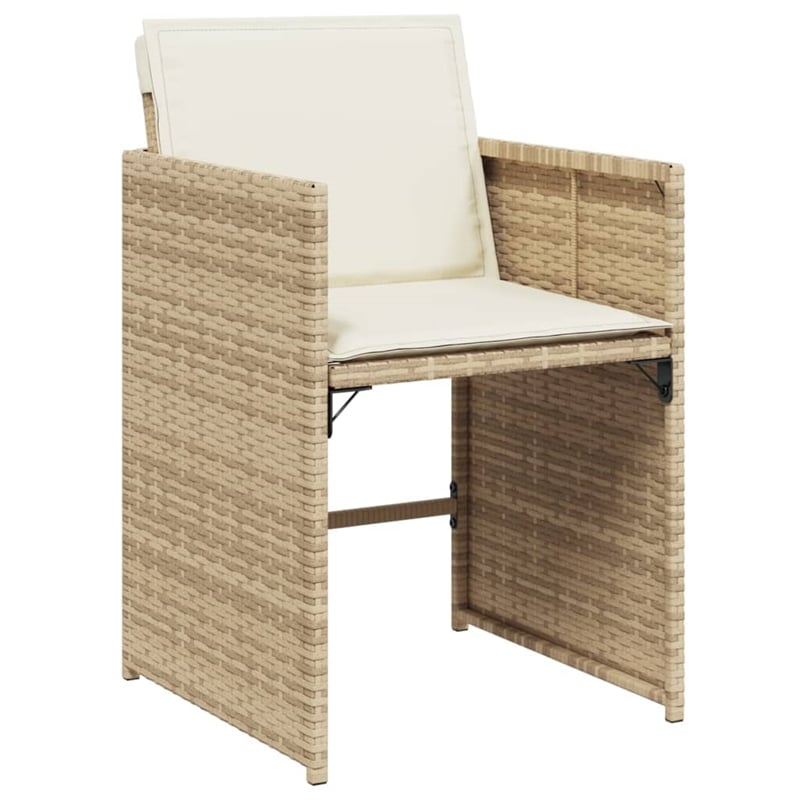 Bowery Hill Contemporary Rattan Patio Dining Set in Beige/Cream White