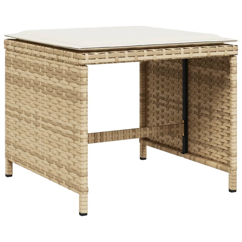 Bowery Hill Contemporary Rattan Patio Dining Set in Beige/Cream White