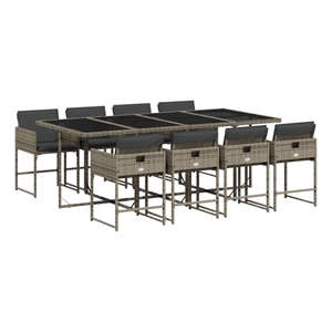 Bowery Hill Contemporary 9 Piece Poly Rattan Garden Dining Set in Gray
