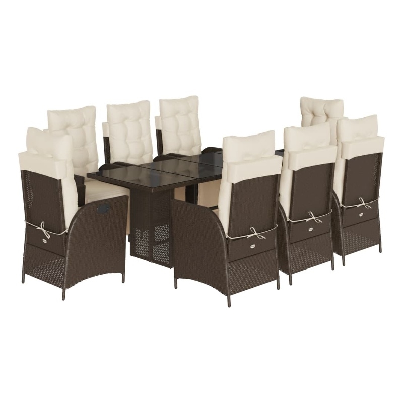 Bowery Hill Contemporary Weather-Resistant 9 Piece Garden Dining Set in White