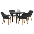 Bowery Hill 5 Piece Poly Rattan Garden Dining Set with Cushions in Black