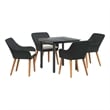 Bowery Hill 5 Piece Poly Rattan Garden Dining Set with Cushions in Black