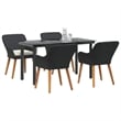 Bowery Hill 5 Piece Poly Rattan Garden Dining Set with Cushions in Black