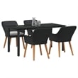 Bowery Hill 5 Piece Poly Rattan Garden Dining Set with Cushions in Black