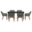 Bowery Hill 7 Piece Poly Rattan Garden Dining Set with Cushions in Gray