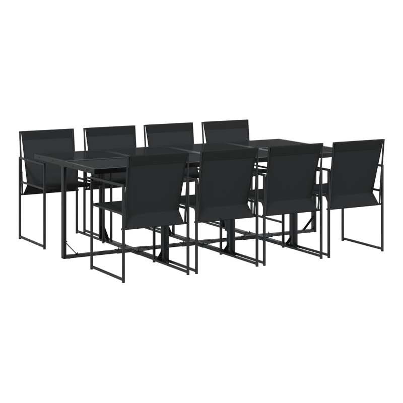 Bowery Hill Contemporary Powder-Coated Steel Garden Dining Set in Black