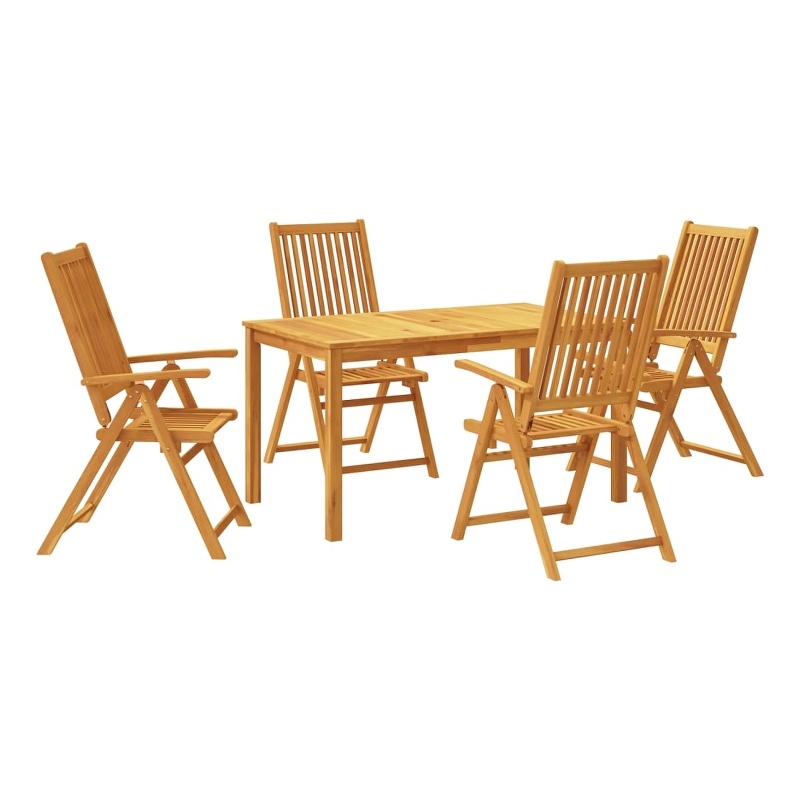 Bowery Hill Contemporary Solid Acacia Wood 5 Piece Garden Dining Set in Brown