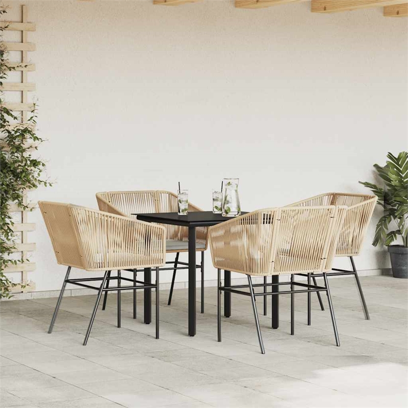Bowery Hill Contemporary 4 Piece Garden Dining Set in Black in Brown