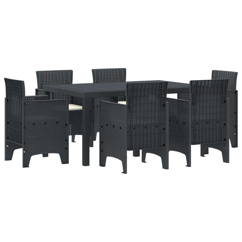 Bowery Hill 7 Piece Poly Rattan Garden Dining Set in Anthracite