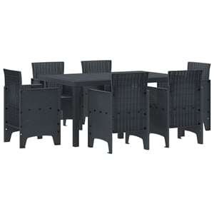 Bowery Hill 7 Piece Poly Rattan Garden Dining Set in Anthracite